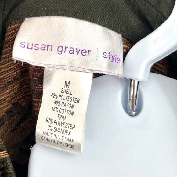SUSAN GRAVER STYLE FLORAL TAPESTRY JAQUARD DECORATIVE BUTTON JACKET - M - Picture 3 of 4